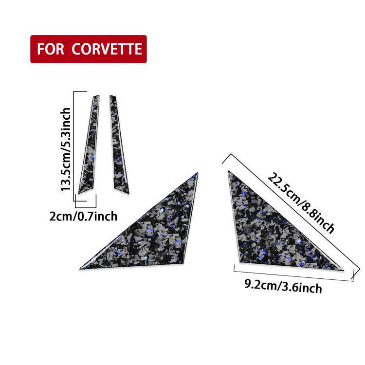 4pcs/Set Forged Gold Foil Carbon Fiber Car Outside A-pillar Decorative Sticker for Chevrolet Corv...