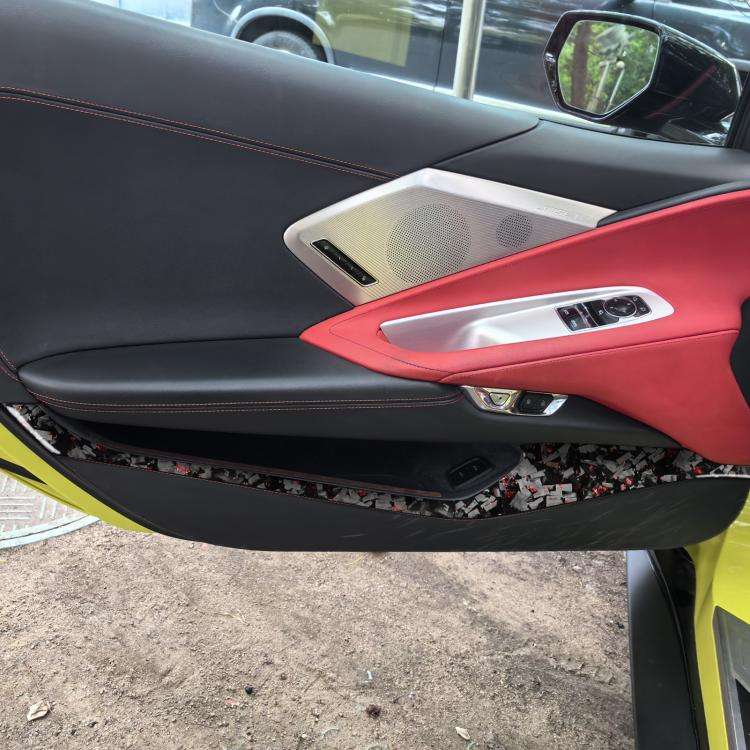 4pcs/Set Forged Gold Foil Carbon Fiber Car Door Storage Panel Decorative Sticker for Chevrolet Co...