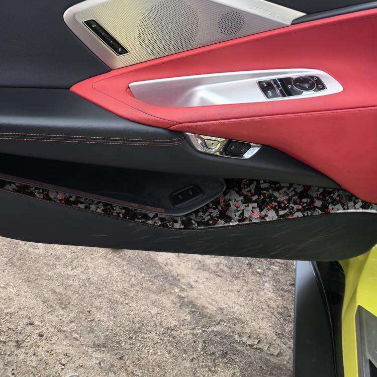 4pcs/Set Forged Gold Foil Carbon Fiber Car Door Storage Panel Decorative Sticker for Chevrolet Co...