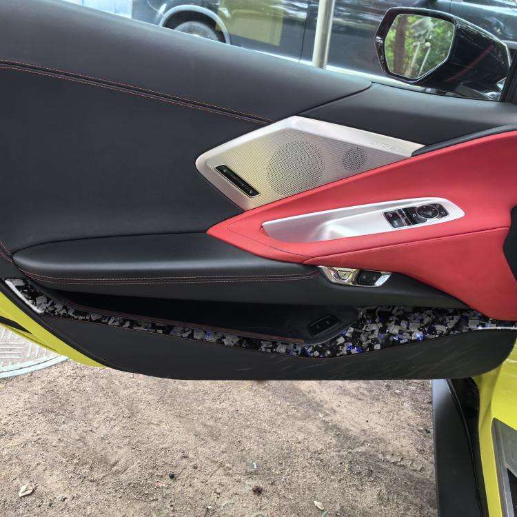 4pcs/Set Forged Gold Foil Carbon Fiber Car Door Storage Panel Decorative Sticker for Chevrolet Co...