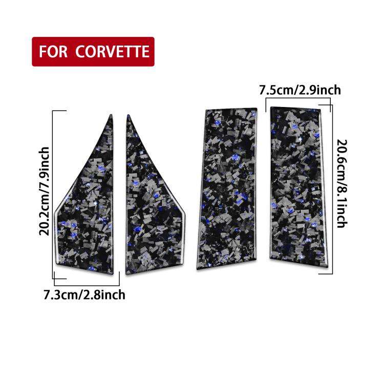 4pcs/Set Forged Gold Foil Carbon Fiber Car Roof Sides Decorative Sticker for Chevrolet Corvette C...