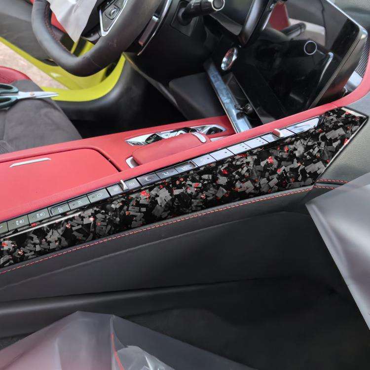 2pcs/Set Forged Gold Foil Carbon Fiber Car Center Console Side Decorative Sticker for Chevrolet C...