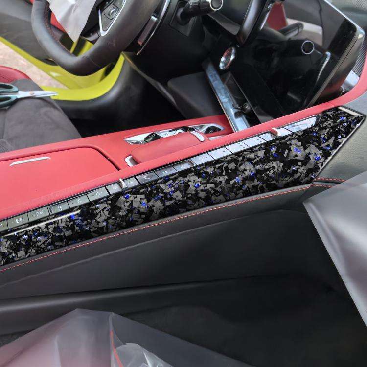 2pcs/Set Forged Gold Foil Carbon Fiber Car Center Console Side Decorative Sticker for Chevrolet C...