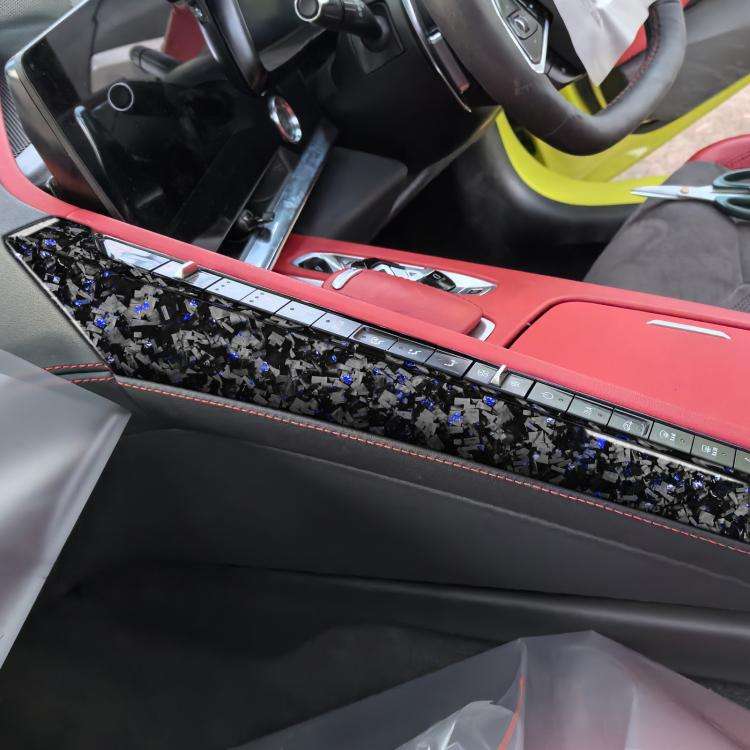 2pcs/Set Forged Gold Foil Carbon Fiber Car Center Console Side Decorative Sticker for Chevrolet C...