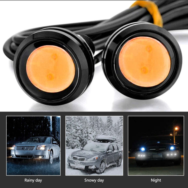 10 PCS 23mm 1.5W DC9-80V Motorcycle Eagle Eye Light Double Lens(Yellow Light)