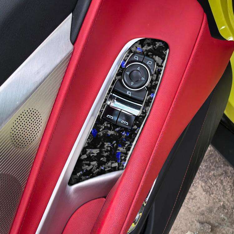 2pcs/Set Forged Gold Foil Carbon Fiber Car Window Lift Decorative Sticker for Chevrolet Corvette ...