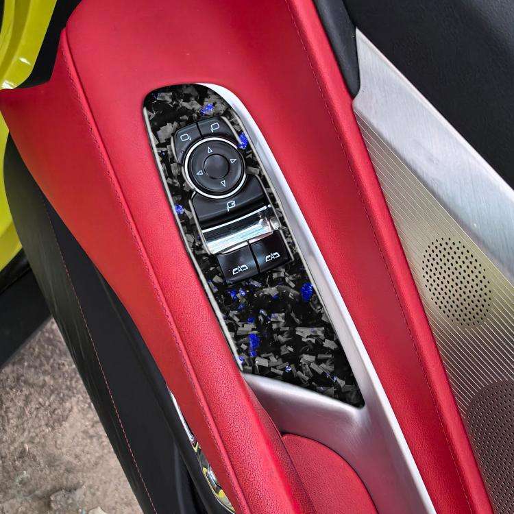 2pcs/Set Forged Gold Foil Carbon Fiber Car Window Lift Decorative Sticker for Chevrolet Corvette ...