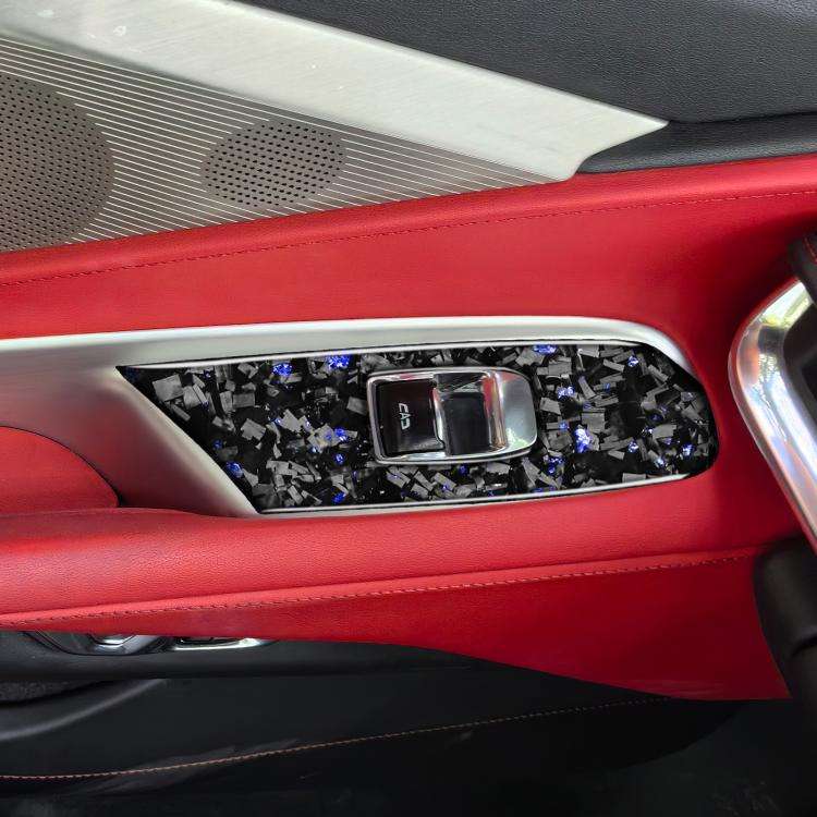 2pcs/Set Forged Gold Foil Carbon Fiber Car Window Lift Decorative Sticker for Chevrolet Corvette ...