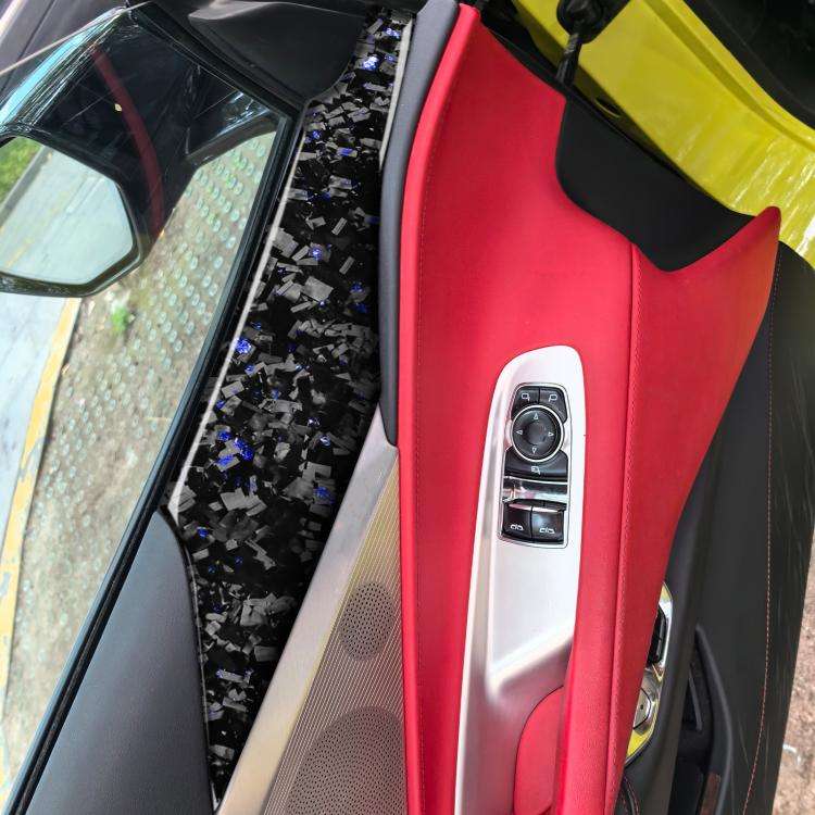 2pcs/Set Forged Gold Foil Carbon Fiber Car Door Panel Decorative Sticker for Chevrolet Corvette C...