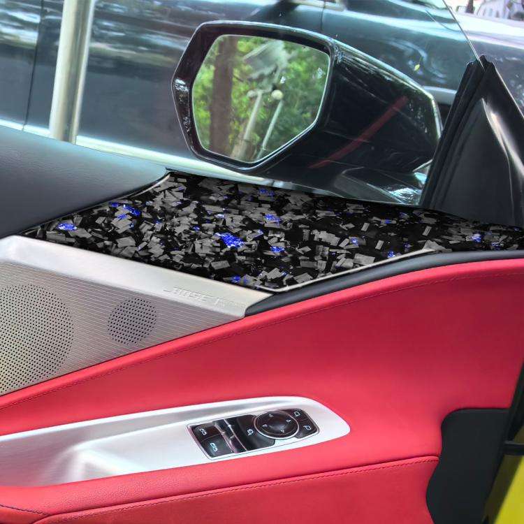 2pcs/Set Forged Gold Foil Carbon Fiber Car Door Panel Decorative Sticker for Chevrolet Corvette C...