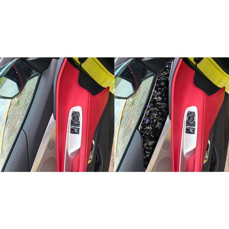 2pcs/Set Forged Gold Foil Carbon Fiber Car Door Panel Decorative Sticker for Chevrolet Corvette C...
