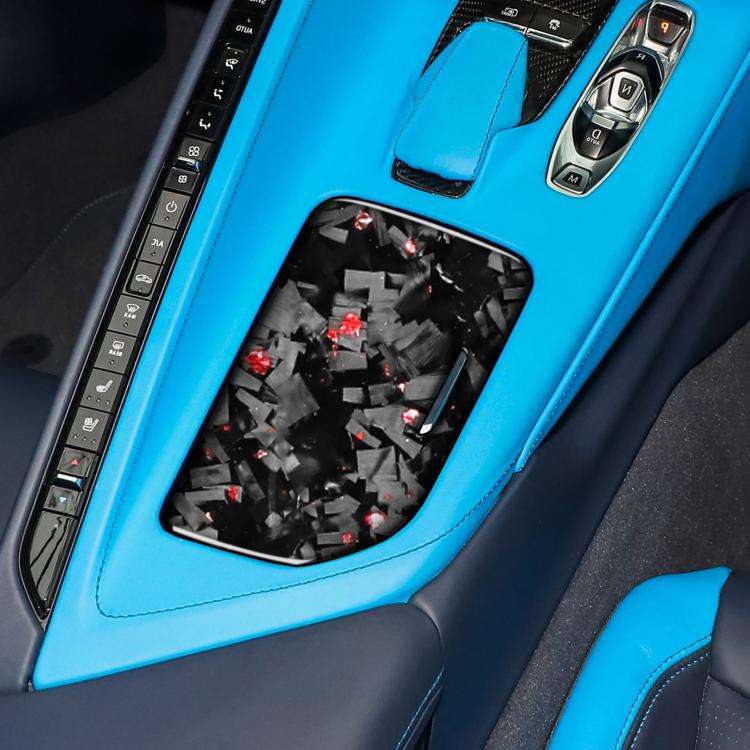 Forged Gold Foil Carbon Fiber Car Central Control Cup Cover Decorative Sticker for Chevrolet Corv...