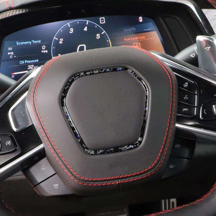 Forged Gold Foil Carbon Fiber Car Steering Wheel Frame Decorative Sticker for Chevrolet Corvette ...