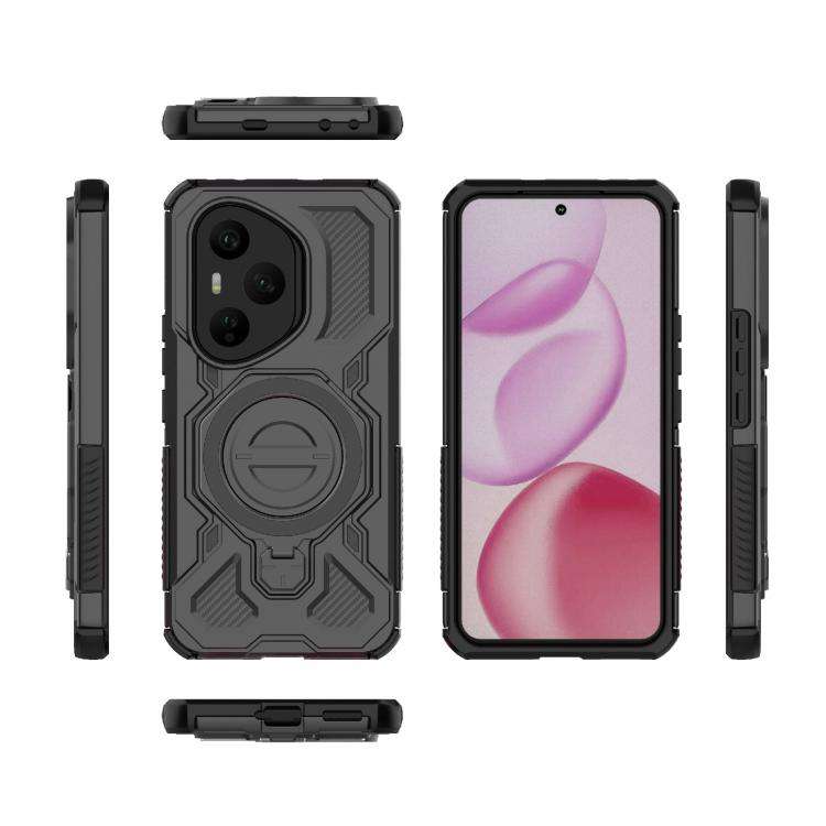 For Honor 400 Pro 5G Global 160.8mm J-20 Solid Color MagSafe Magnetic TPU+PC Phone Case(Black)