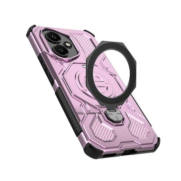 For Honor 400 5G Global 156.5mm J-20 Solid Color MagSafe Magnetic TPU+PC Phone Case(Pink)