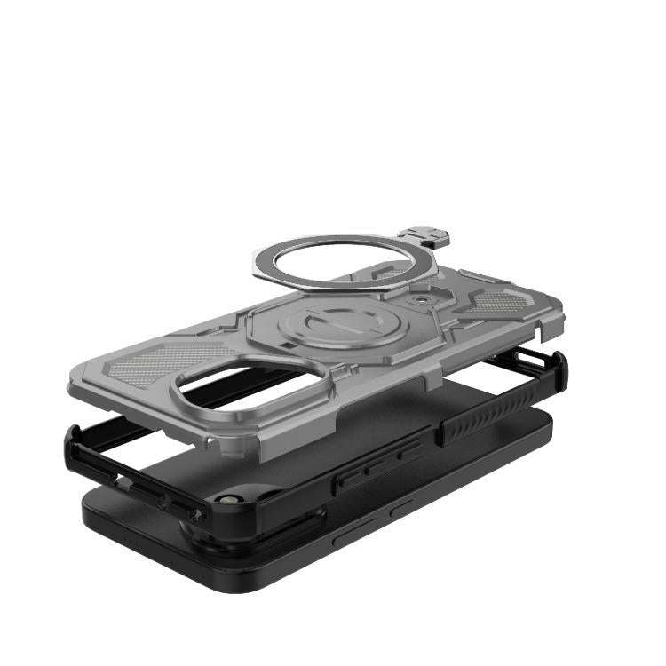 For Honor 400 5G Global 156.5mm J-20 Solid Color MagSafe Magnetic TPU+PC Phone Case(Grey)