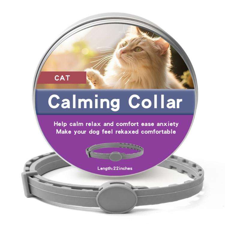Pet Deworming Calming Collar Fleas Ticks Removing, Aluminum Box Packing, Model:56cm For Cat(Grey)