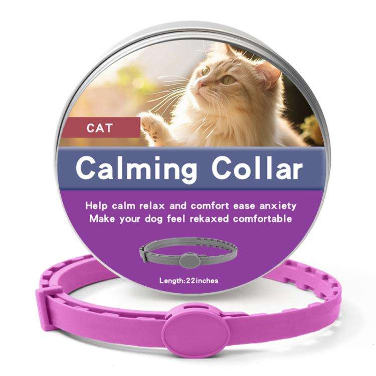 Pet Deworming Calming Collar Fleas Ticks Removing, Aluminum Box Packing, Model:56cm For Cat(Purple)