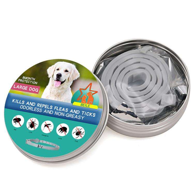 Pet Deworming Calming Collar Fleas Ticks Removing, Aluminum Box Packing, Model:56cm For Puppy(Grey)