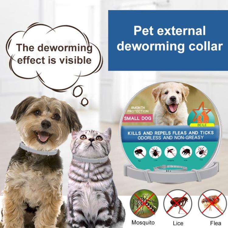 Pet Deworming Calming Collar Fleas Ticks Removing, Aluminum Box Packing, Model:56cm For Puppy(Grey)