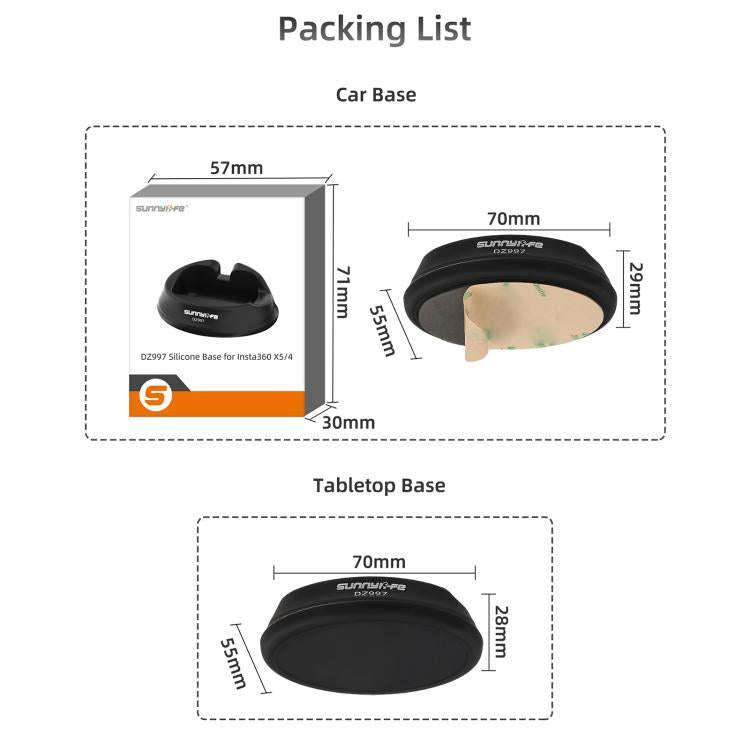 For Insta360 X5 / X4 Sunnylife Silicone Stand Base Car Base(Black)