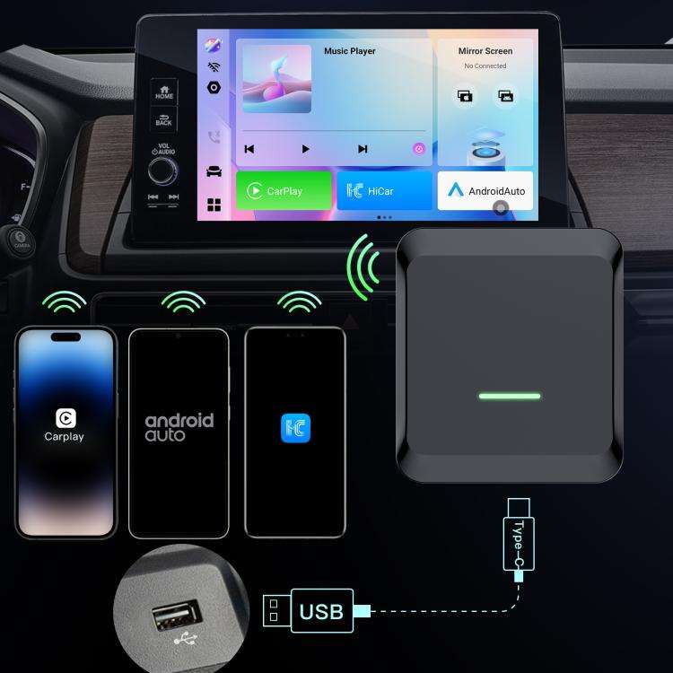 A113 Android 13 Wired CarPlay, Android Auto to Wireless Smart Box(Black)