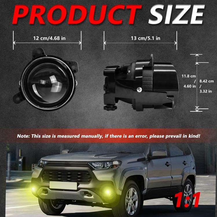 T11 2pcs/Pack 55W 3 inch High Power Dual Lens Fog Light, Left and Right Oblique Angle for LADA 21...