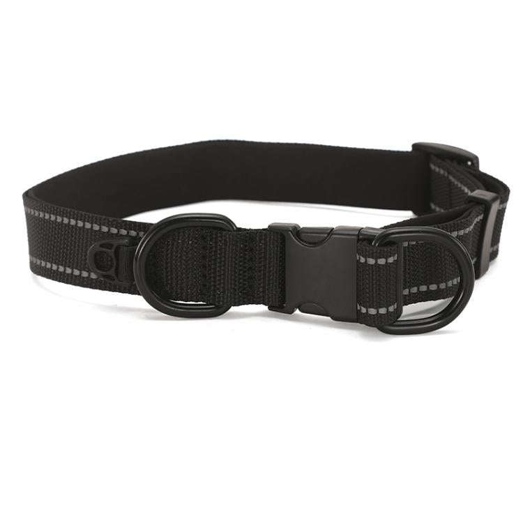 Pet Reflective Collar Waterproof Cloth Black Buckle, Size:S(Black)