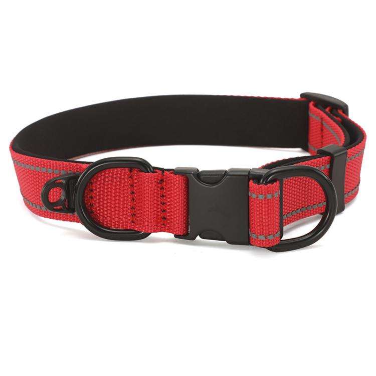 Pet Reflective Collar Waterproof Cloth Black Buckle, Size:L(Red)