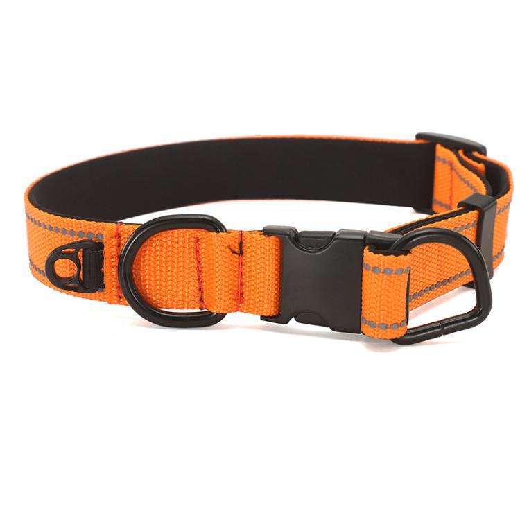 Pet Reflective Collar Waterproof Cloth Black Buckle, Size:L(Orange)