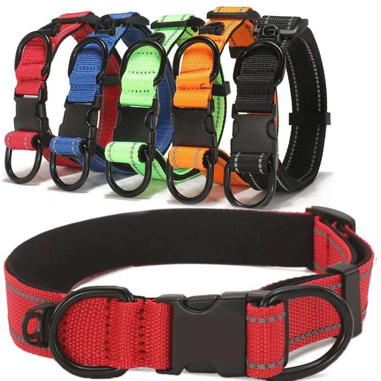 Pet Reflective Collar Waterproof Cloth Black Buckle, Size:L(Orange)