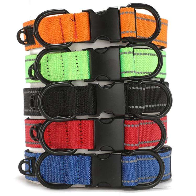 Pet Reflective Collar Waterproof Cloth Black Buckle, Size:S(Orange)