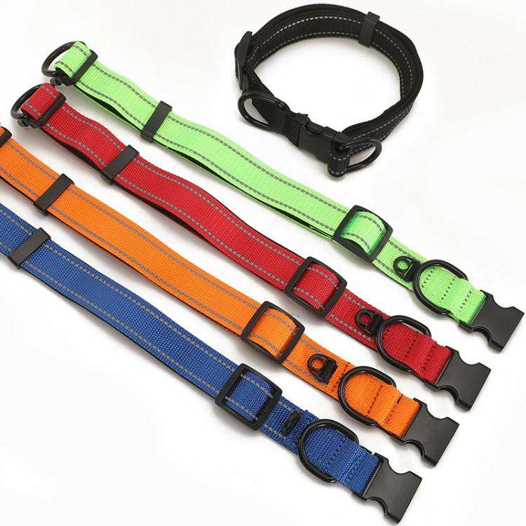 Pet Reflective Collar Waterproof Cloth Black Buckle, Size:L(Orange)