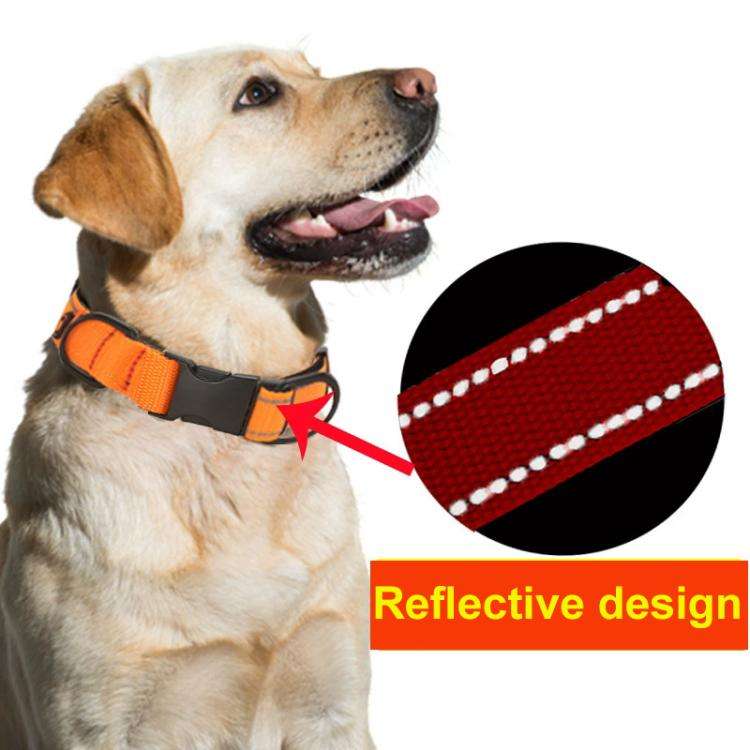 Pet Reflective Collar Waterproof Cloth Black Buckle, Size:L(Orange)