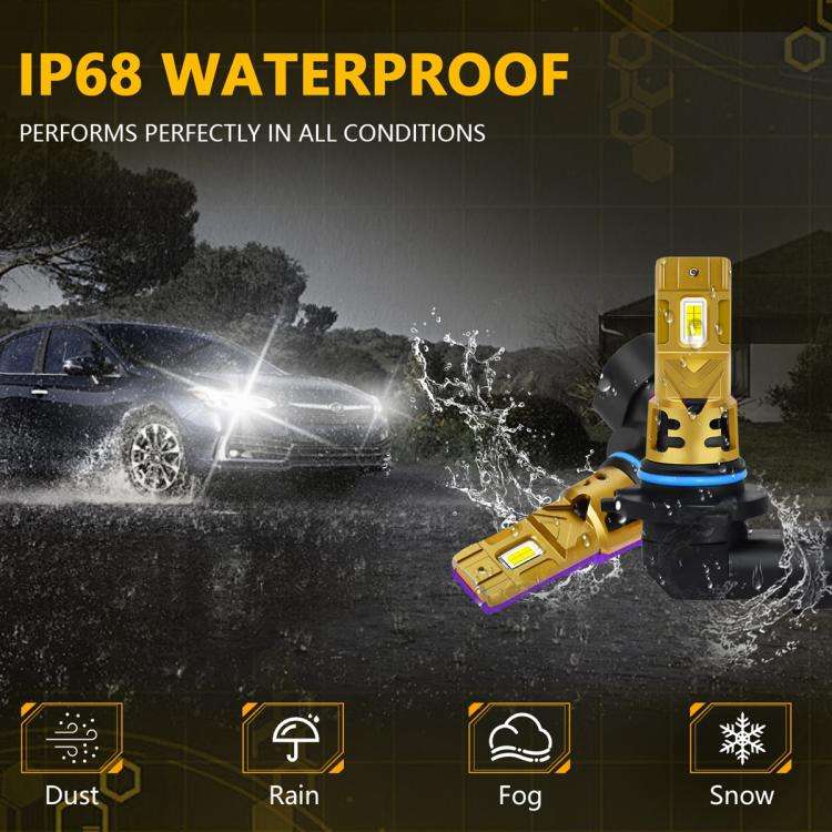 9005 2pcs/Pack 35W 3000LM 6500K IP68 Waterproof Car LED Headlight Bulb(Gold)