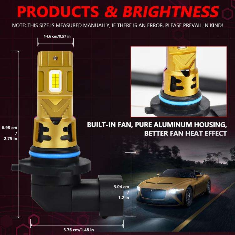 9005 2pcs/Pack 35W 3000LM 6500K IP68 Waterproof Car LED Headlight Bulb(Gold)