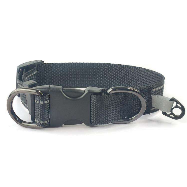 Pet Reflective Collar Nylon Black Buckle, Size:L(Black)