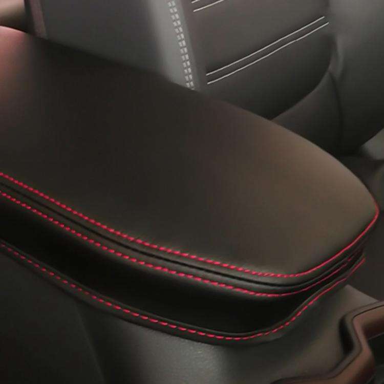 Car Central Armrest Box Protective Leather Cover for Toyota RAV4 2000(Black Red)