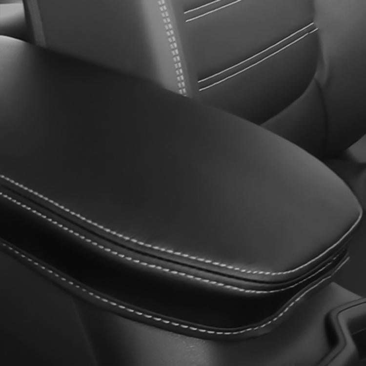 Car Central Armrest Box Protective Leather Cover for Toyota RAV4 2000(Black Grey)