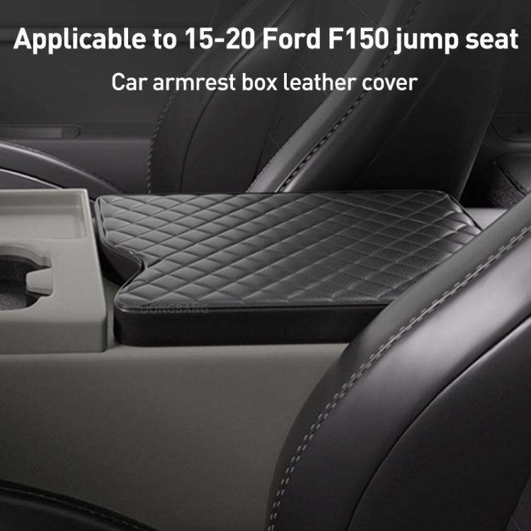 Car Central Armrest Box Protective Leather Cover Mat for Ford F150 2015-2022(Black)