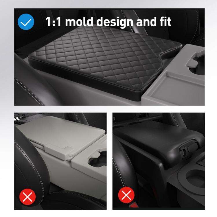 Car Central Armrest Box Protective Leather Cover Mat for Ford F150 2015-2022(Black)