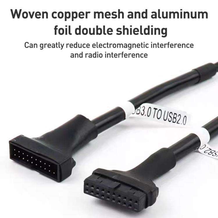 2pcs Computer Motherboard USB3.0 Adapter Cable(9 Pin Male to 20 Pin Female)