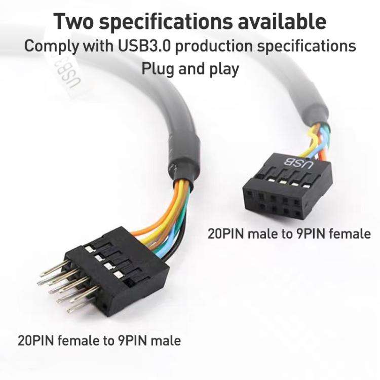 2pcs Computer Motherboard USB3.0 Adapter Cable(20 Pin Male to 9 Pin Female)