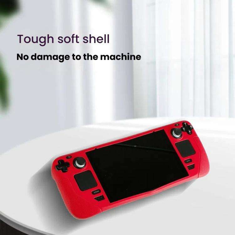 For Steam Deck Game Console Silicone One-piece Protective Case(Red)