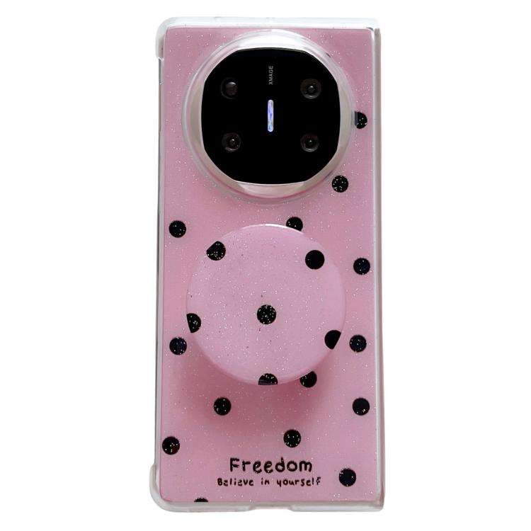 For Huawei Mate X6 Glitter Powder Dots Pattern Phone Case with Holder(Rose Red)