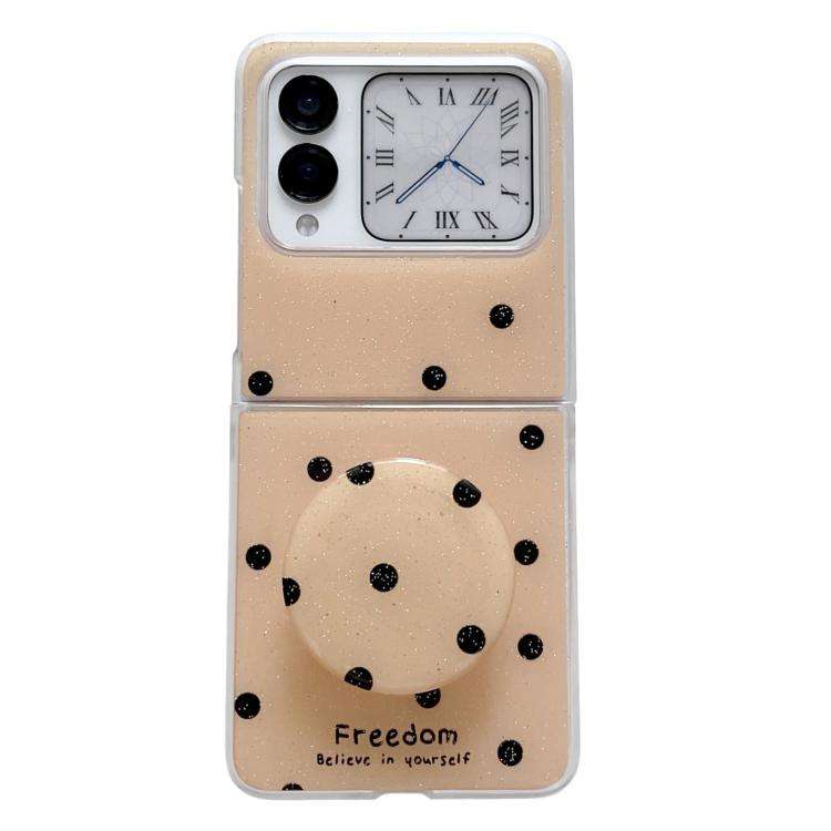 For Huawei Nova Flip Glitter Powder Dots Pattern Phone Case with Holder(Gold)