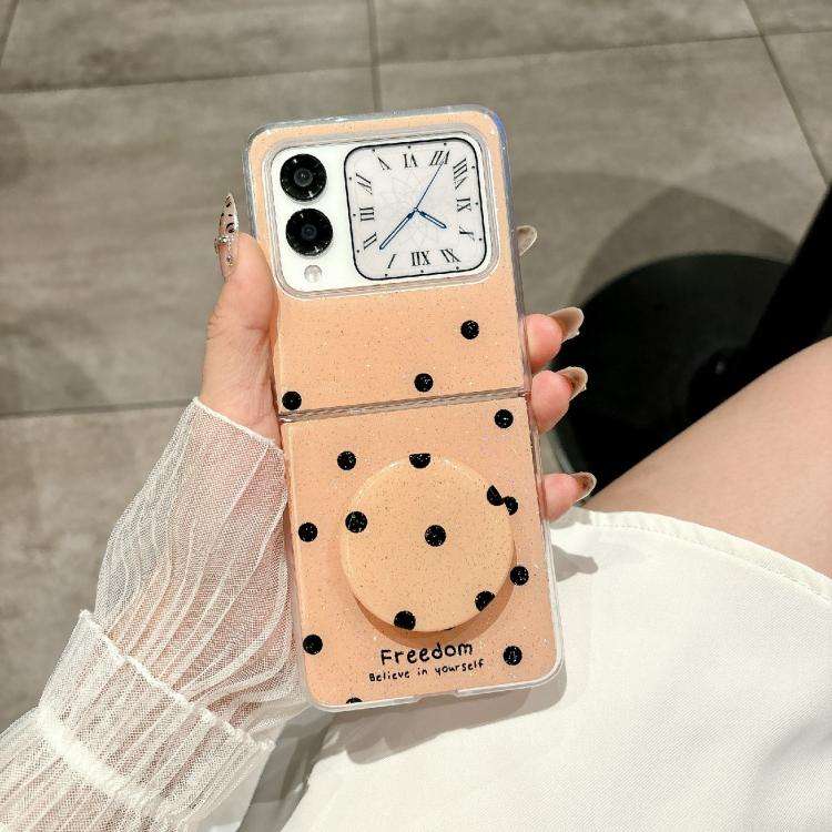 For Huawei Nova Flip Glitter Powder Dots Pattern Phone Case with Holder(Gold)