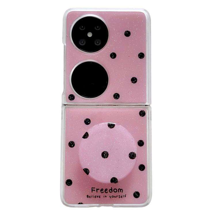 For Huawei Pocket 2 Glitter Powder Dots Pattern Phone Case with Holder(Rose Red)
