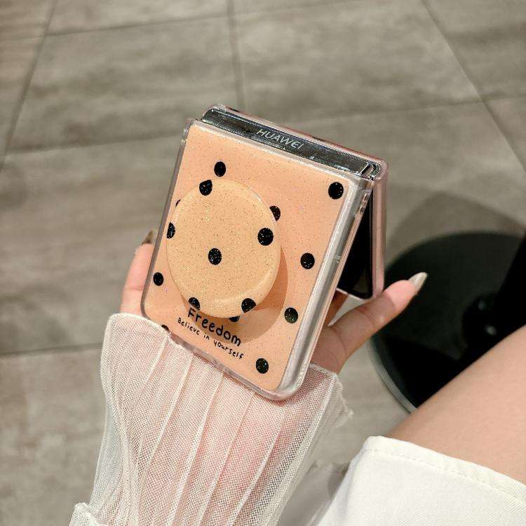 For Huawei Pocket 2 Glitter Powder Dots Pattern Phone Case with Holder(Rose Red)