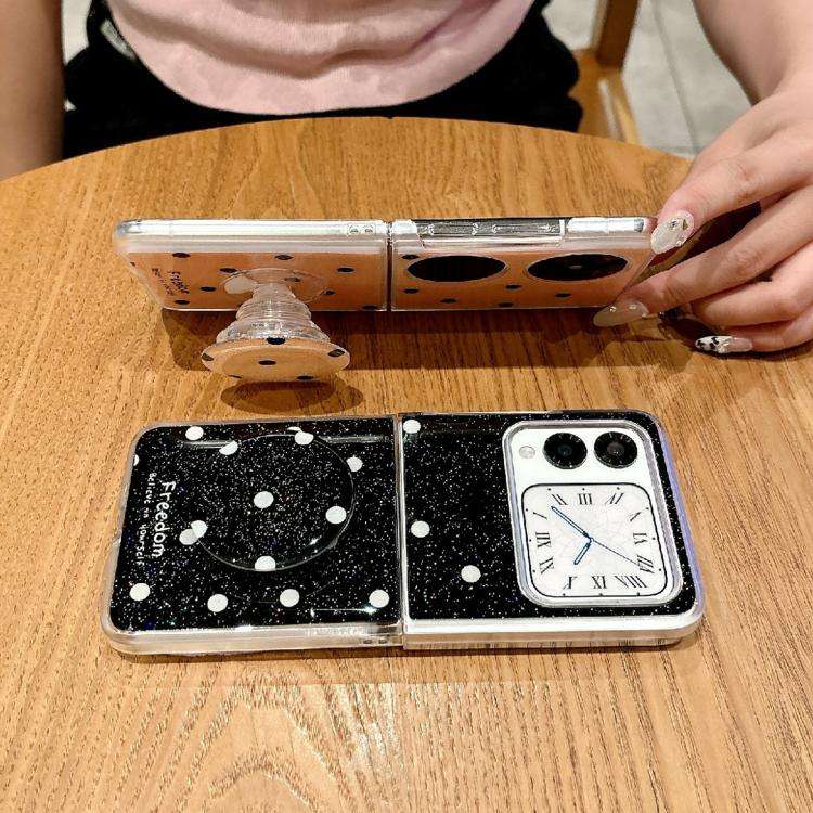 For Huawei Pocket 2 Glitter Powder Dots Pattern Phone Case with Holder(Rose Red)